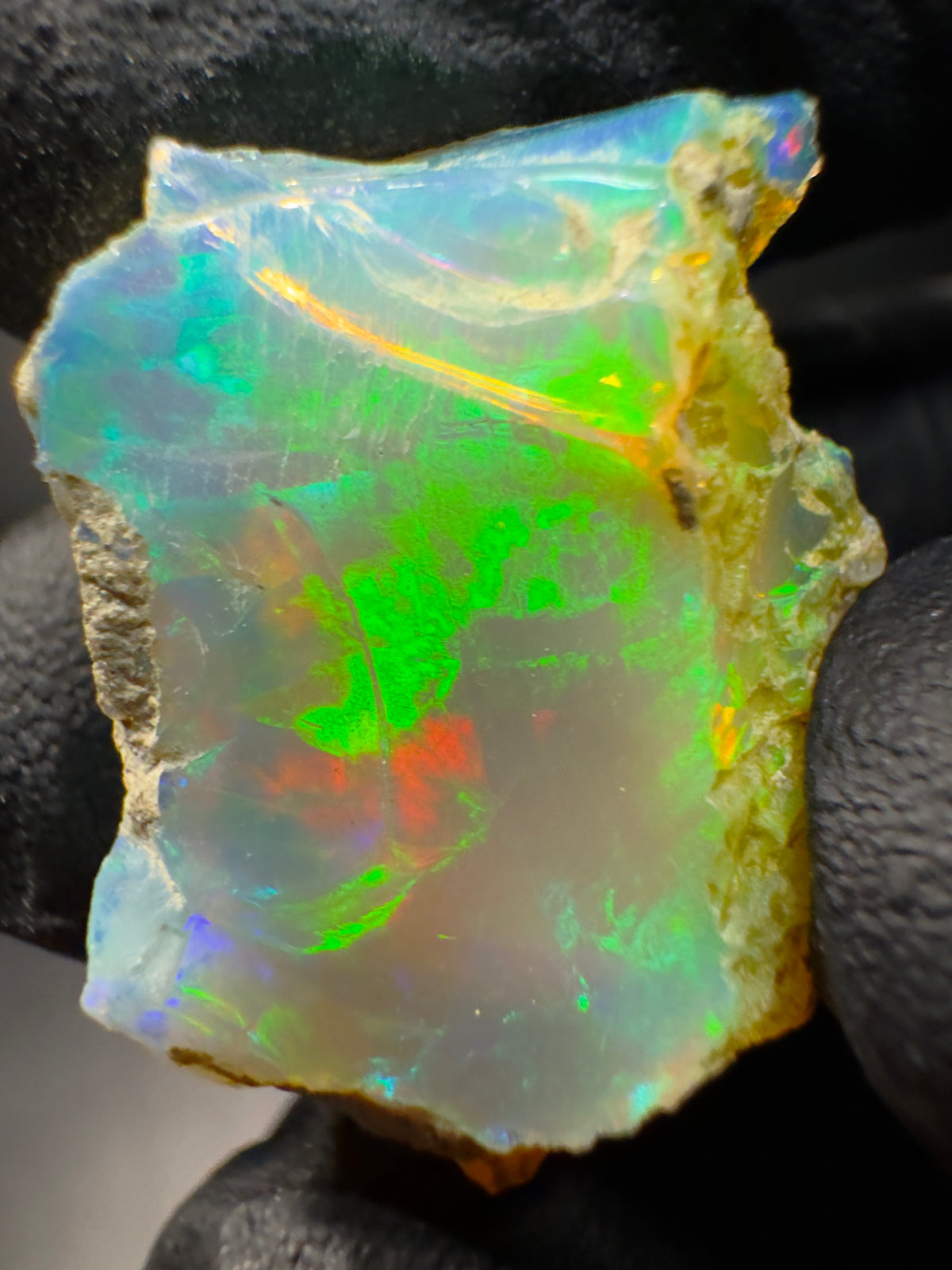 Natural Ethiopian Welo Opal Rough – Bright Green & Multicolor Fire – 5.25 g