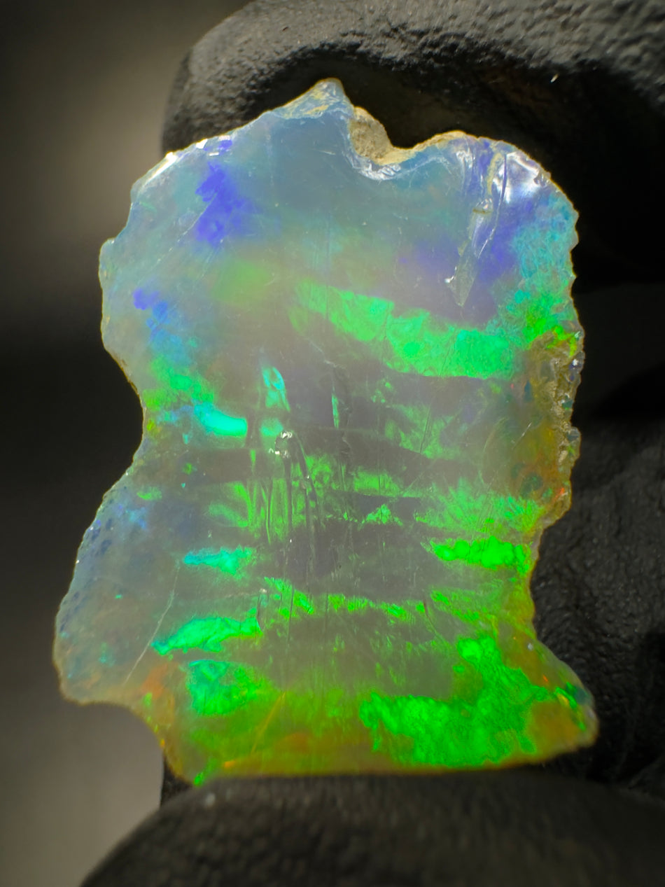 Natural Ethiopian Welo Opal Rough – Bright Green & Multicolor Fire – 5.25 g