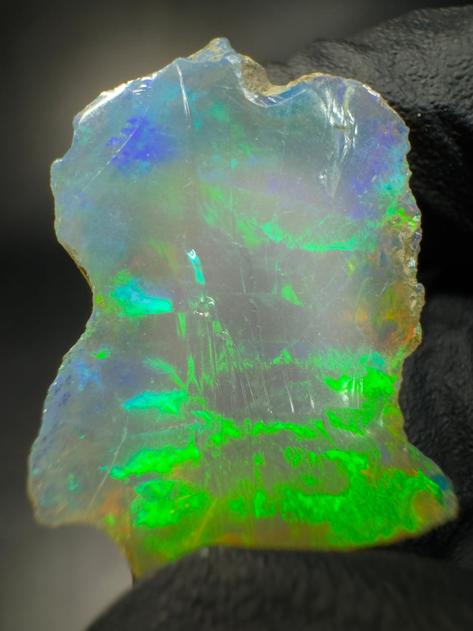 Natural Ethiopian Welo Opal Rough – Bright Green & Multicolor Fire – 5.25 g