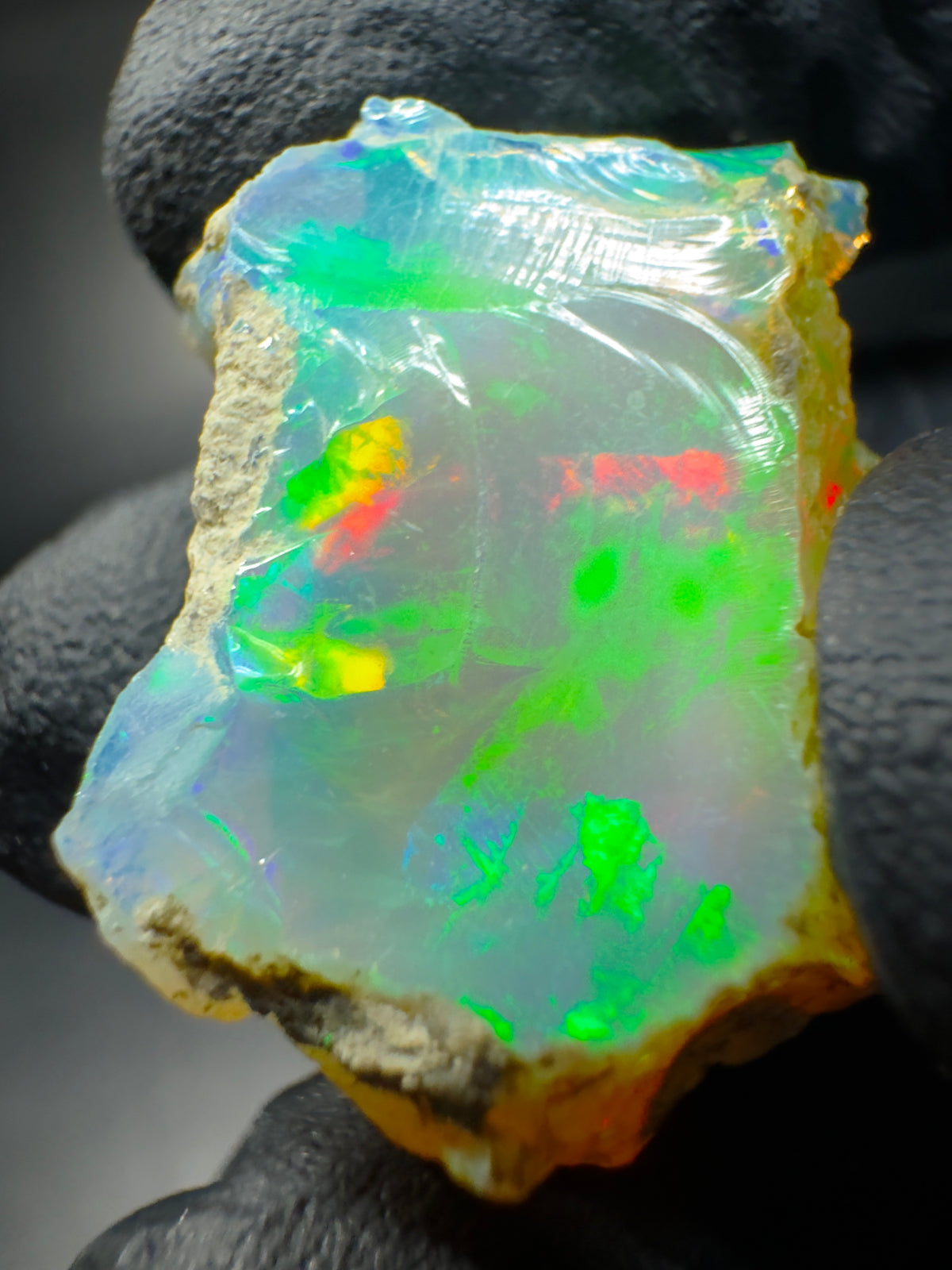 Natural Ethiopian Welo Opal Rough – Bright Green & Multicolor Fire – 5.25 g