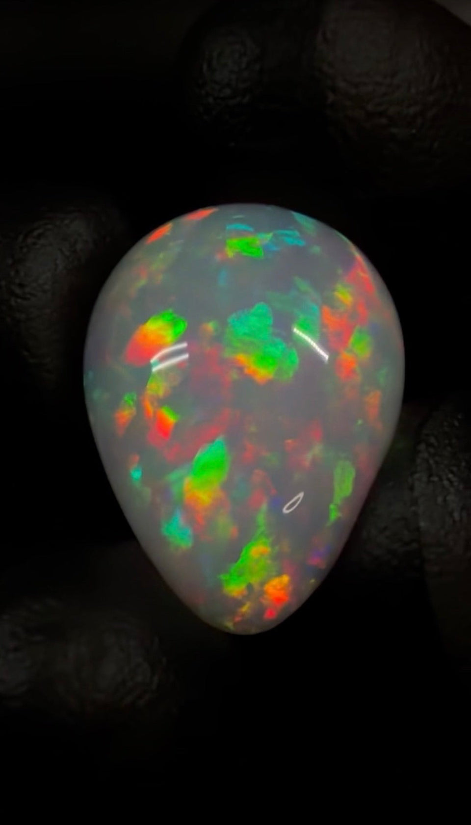 Natural Ethiopian Welo Opal Cabochon – 15.7ct Pear Shape Multicolor Harlequin Play-of-Color | 22.1x16.3mm Loose Gemstone for Jewelry Making