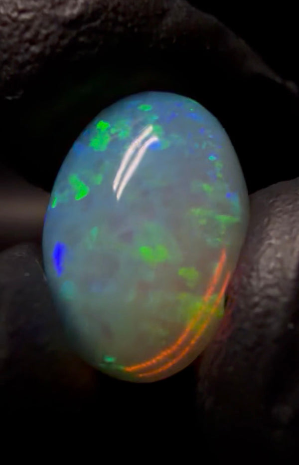 Ethiopian Welo Opal Cabochon – 6.10ct | Crystal Blue-Green Galaxy Flash | AAA Grade