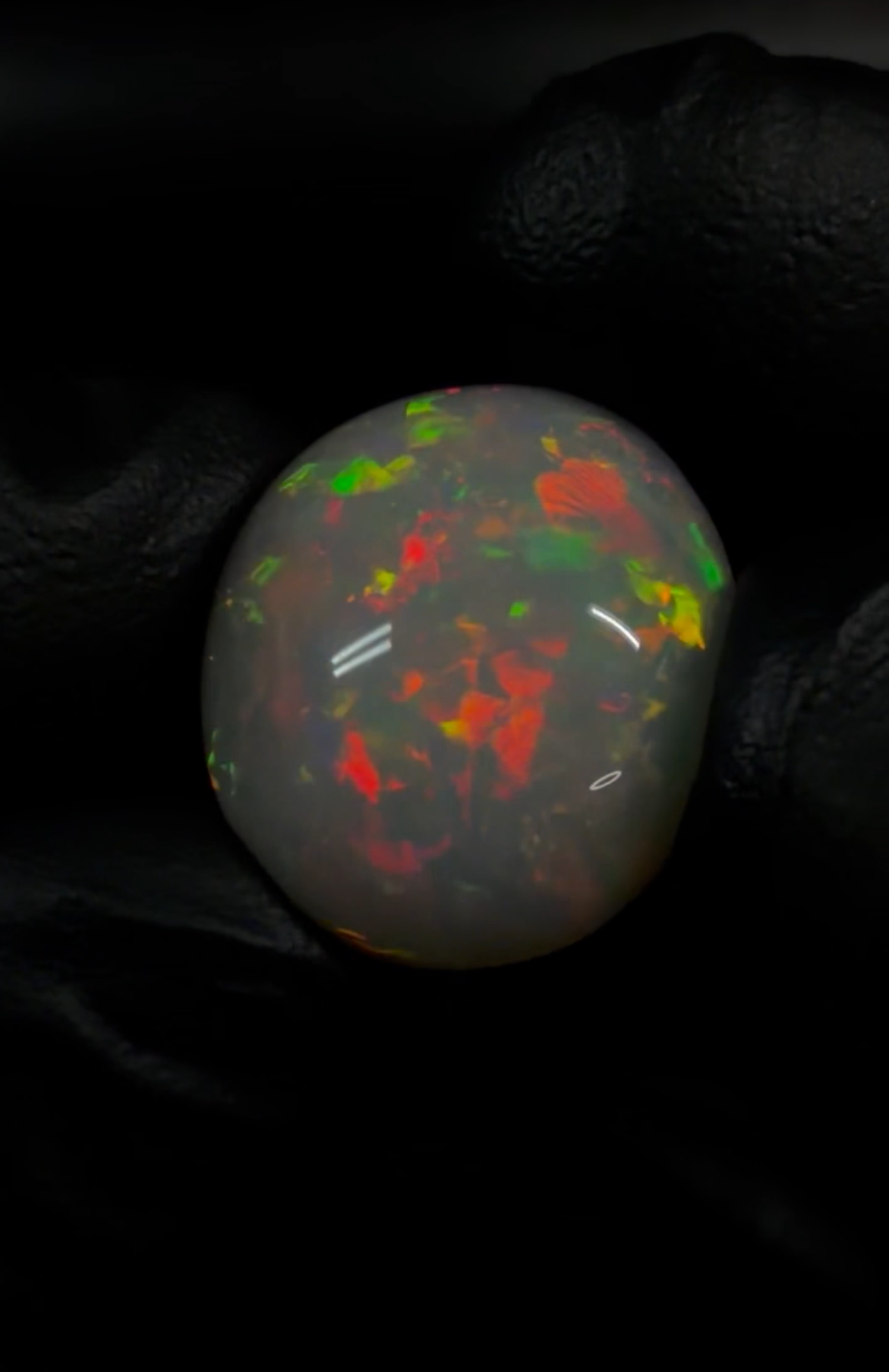 17.00 ct Natural Ethiopian Welo Opal Cabochon 19.7 x 17.8 x 9.9 mm – Bright Red Fire Round Opal